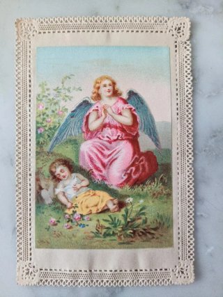 Antico santino Merletto Cromolitografia 1800