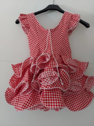 Traje de flamenca rojo y blanco para niñas 4 años