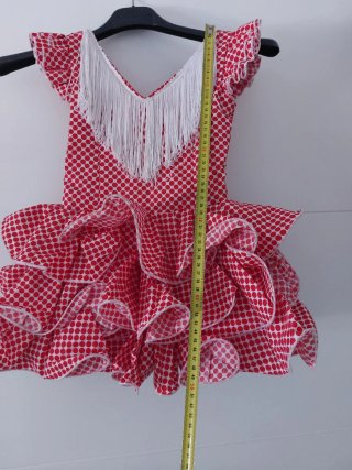 Traje de flamenca rojo y blanco para niñas 4 años