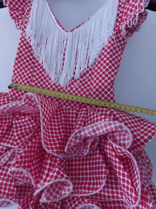 Traje de flamenca rojo y blanco para niñas 4 años
