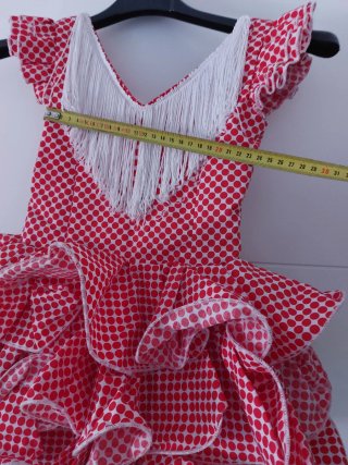 Traje de flamenca rojo y blanco para niñas 4 años