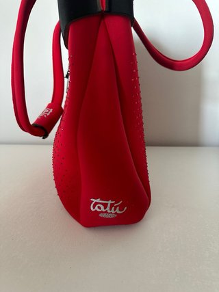 Borsa Tatù rossa e nera con strass