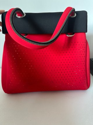Borsa Tatù rossa e nera con strass