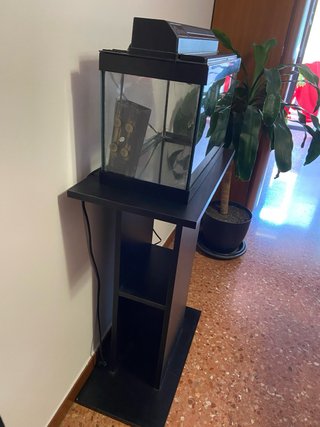Pecera con filtro y mueble