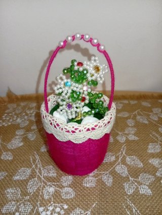 Cesta Decorativa Planta Abalorios