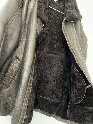 Chaqueta de piel y borrego negra M