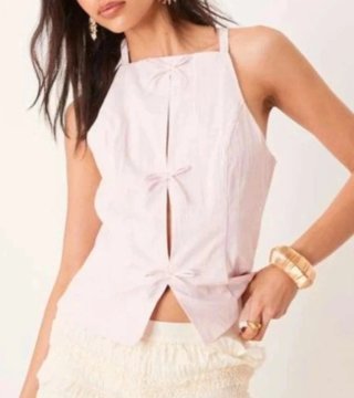 Top Halter Mango Rosa Mujer
