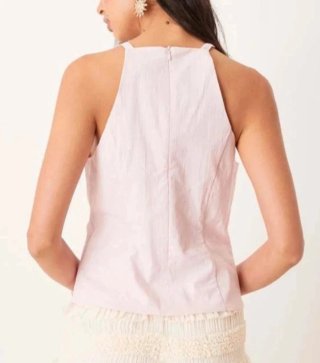 Top Halter Mango Rosa Mujer