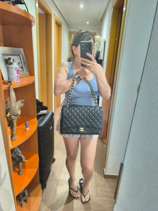 Bolso Chanel Negro Piel Matelassé Dorado