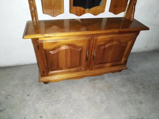 Mueble recibidor madera maciza con espejo