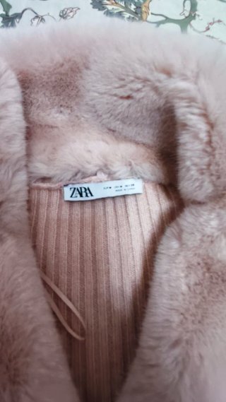 Chaqueta Zara Rosa Peluche Talla m