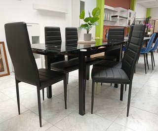 Mesa Extensible DT + 6 Sillas Negras. ¡EN OFERTA!