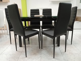 Mesa Extensible DT + 6 Sillas Negras. ¡EN OFERTA!