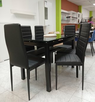 Mesa Extensible DT + 6 Sillas Negras. ¡EN OFERTA!