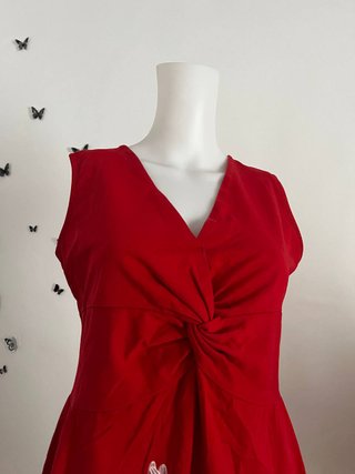 Vestido Vintage Rojo Flores XL