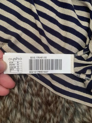 Camiseta Oysho Rayas Tiras Azul Blanco