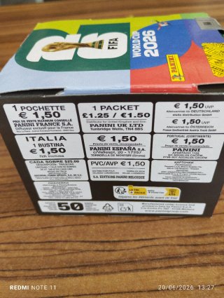 Caja 50 Sobres Panini FIFA World Cup 2026 Sellada