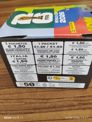 Caja 50 Sobres Panini FIFA World Cup 2026 Sellada