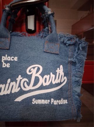 Borsa Saint Barth Jeans Blu Dettagli Frange