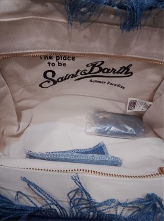 Borsa Saint Barth Jeans Blu Dettagli Frange