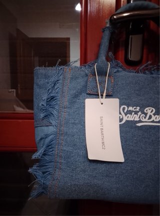 Borsa Saint Barth Jeans Blu Dettagli Frange