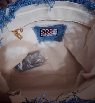 Borsa Saint Barth Jeans Blu Dettagli Frange
