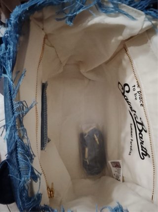 Borsa Saint Barth Jeans Blu Dettagli Frange