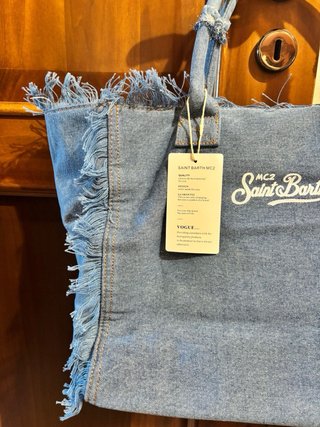 Borsa Saint Barth Jeans Blu Dettagli Frange