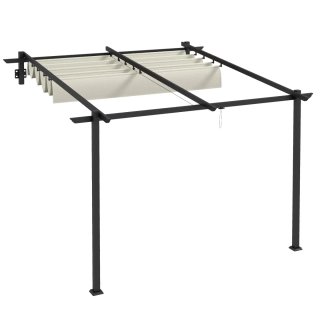 Pérgola 3x3m Techo Retráctil Beige/Negro