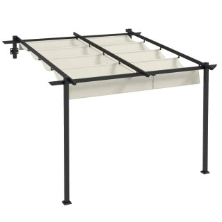 Pérgola 3x3m Techo Retráctil Beige/Negro