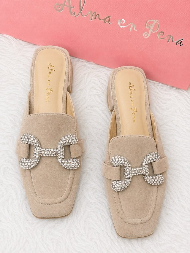 Sandalias Alma en Pena Beige con Brillantes