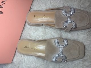 Sandalias Alma en Pena Beige con Brillantes