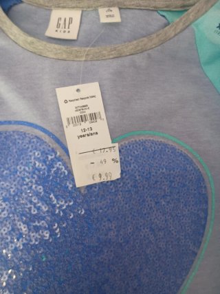 Maglia Gap Bambina Cuore Glitter Azzurro