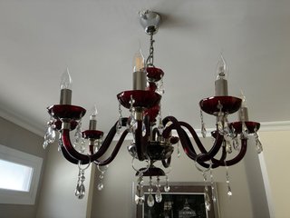 Lámpara de techo de cristal roja
