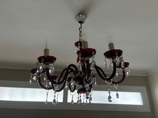 Lámpara de techo de cristal roja