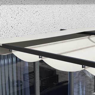 Pérgola Exterior Retráctil Beige y Negra