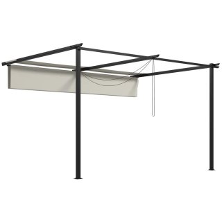 Pérgola Exterior Retráctil Beige y Negra