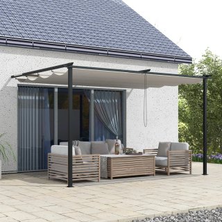 Pérgola Exterior Retráctil Beige y Negra