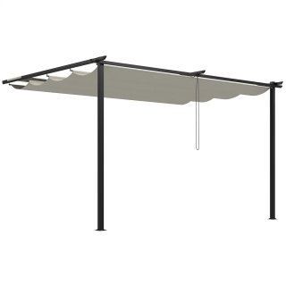 Pérgola Exterior Retráctil Beige y Negra