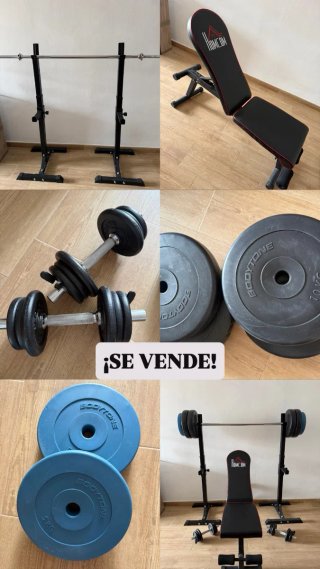 Equipo de Gimnasio Completo: Mancuernas, Banco y S
