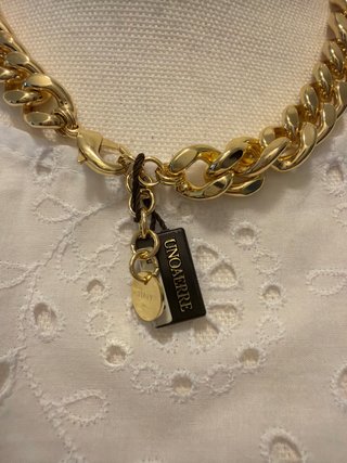 Collana girocollo oro, rosso e beige