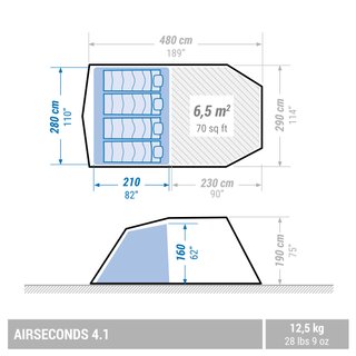 Tienda de campaña familiar 4 personas hinchable Arpenaz 4.1