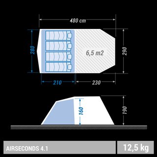 Tienda de campaña familiar 4 personas hinchable Arpenaz 4.1