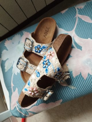 Zuecos 220V Beige/Multicolor Talla 37
