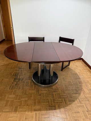 Mesa redonda extensible vintage madera y metal