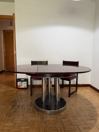 Mesa redonda extensible vintage madera y metal