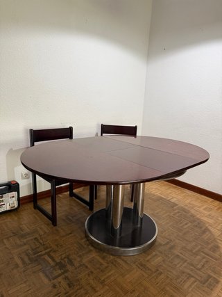 Mesa redonda extensible vintage madera y metal