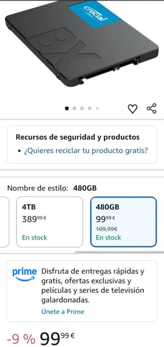Disco Duro SSD CT480BX500SSD1  480GB