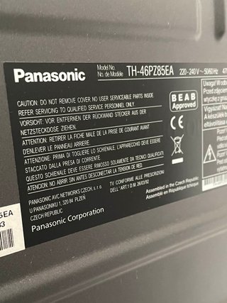 Panasonic TH-46PZ85EA Plasma 46 Buen estado