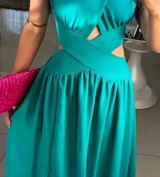 Elegante Vestido Teal Talla L Sin Estrenar